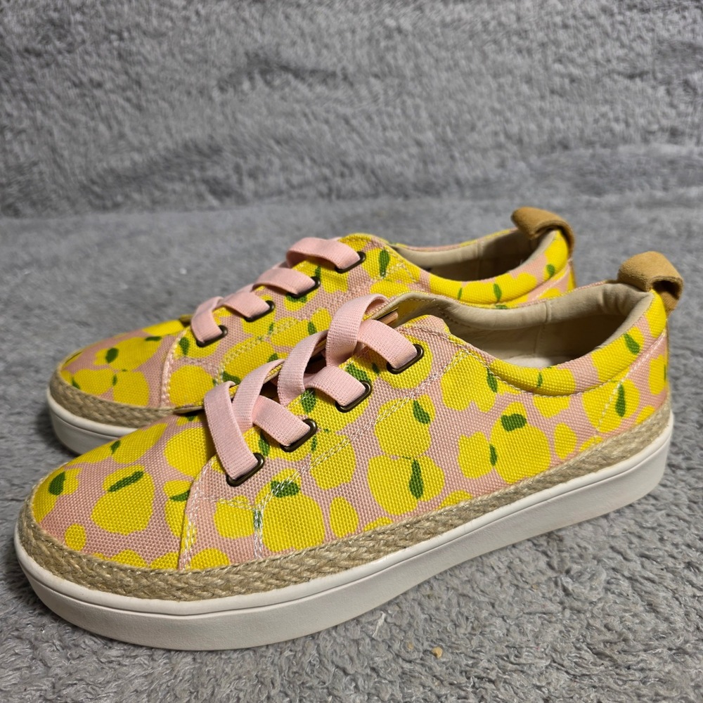 Spenco Women's Yellow Lemon Canvas Espadrille Arch Support Sneakers 8D Wide NEW